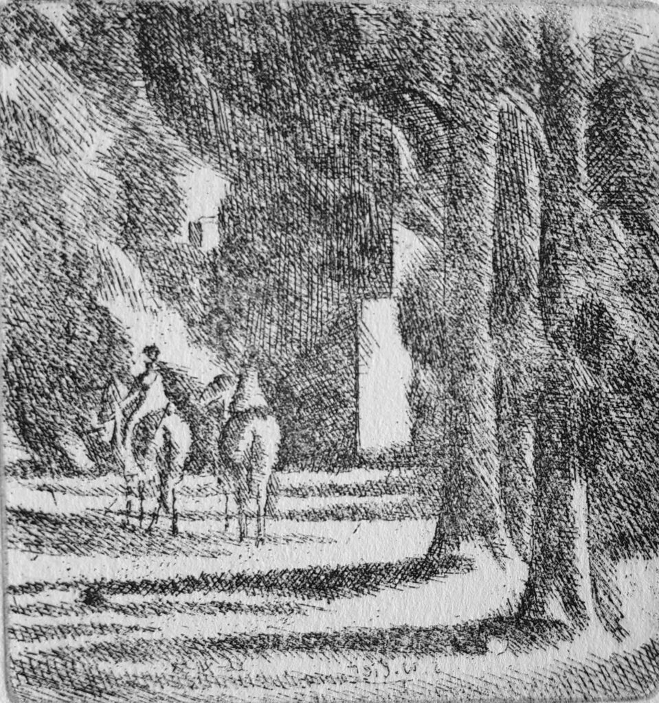 Zwei Reiter in Landschaft 1958