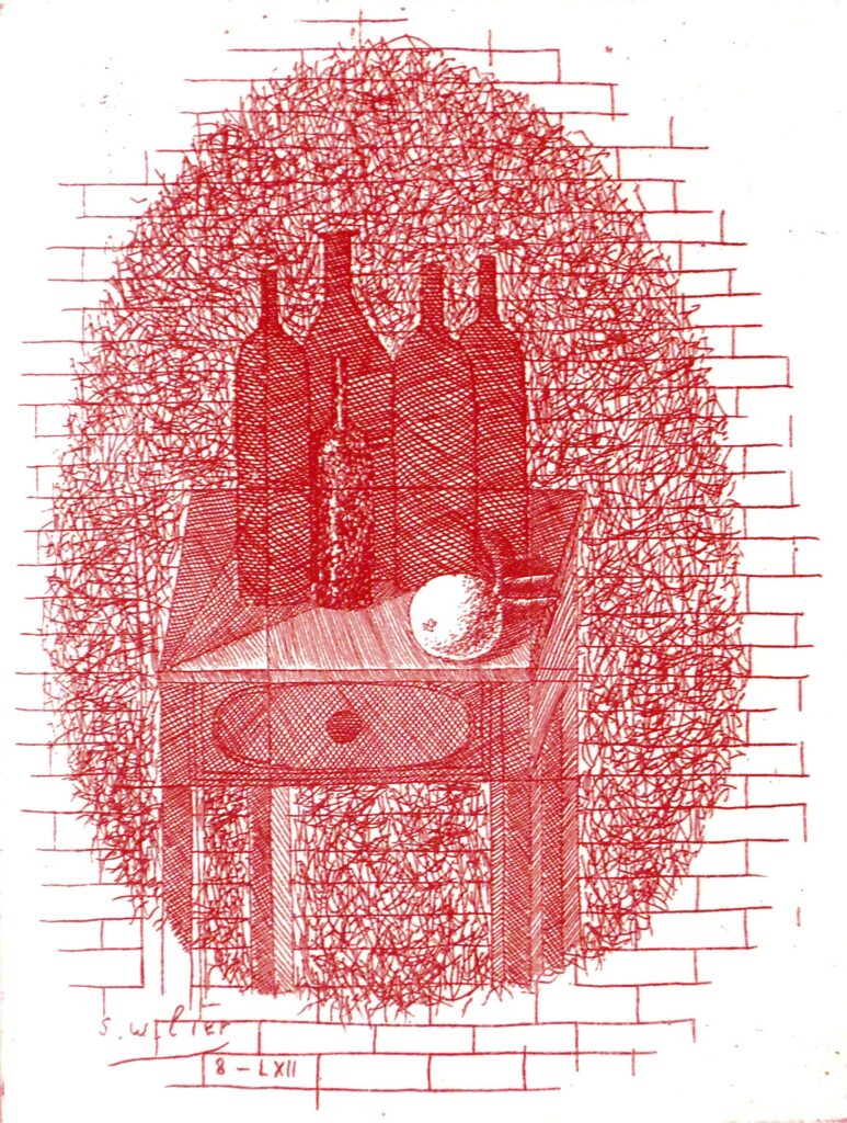 Flaschen mit Orange vor Backsteinmauer 1962 (2)