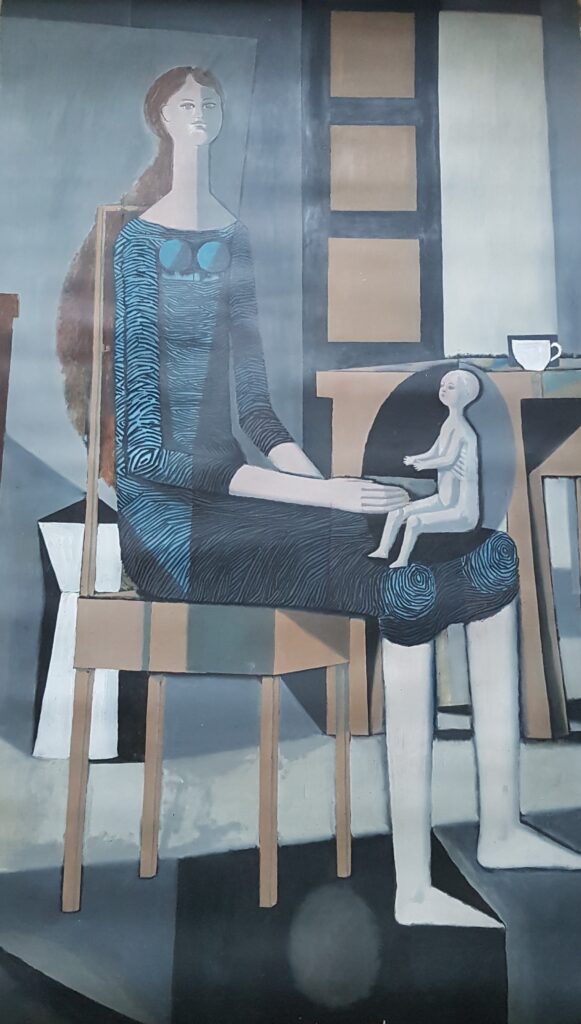 Sitzende Frau mit Kind 1963 farbig