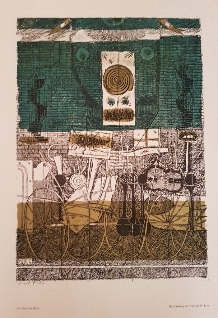 Die Iden des März 1966 - Handätzung für Zeitschrift „SPEKTRUM“ Nummer 31, Das Rad, Juni 1966