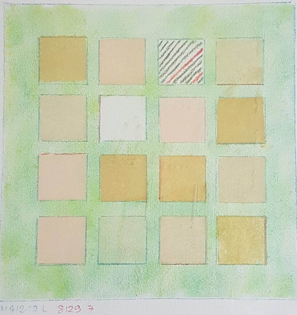 16 Quadrate auf grünem Grund 1998