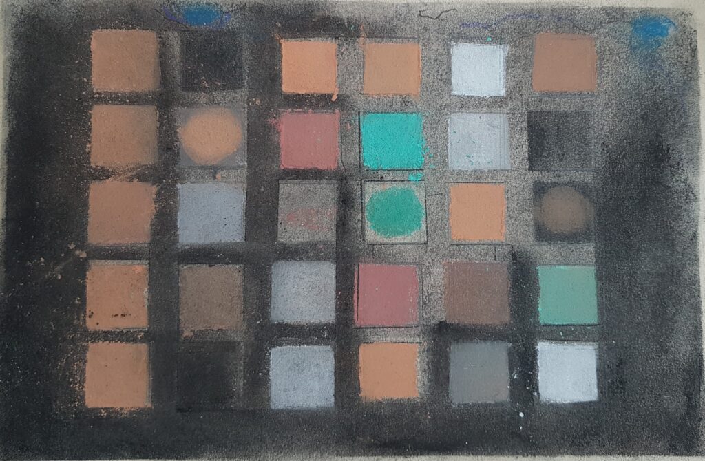 30 Quadrate ocker, grau, grün 2014