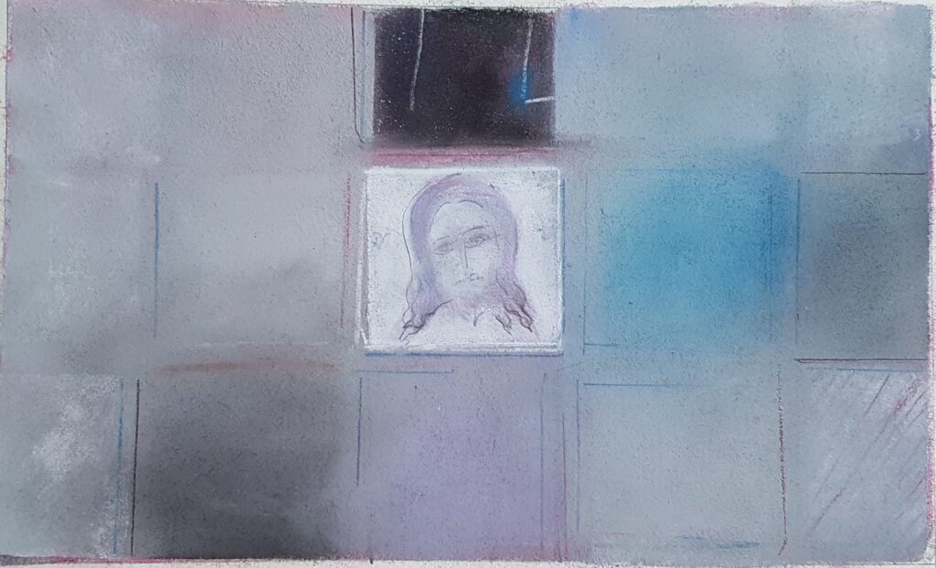 Carrés auf rötlich-grauem Himmel 2004