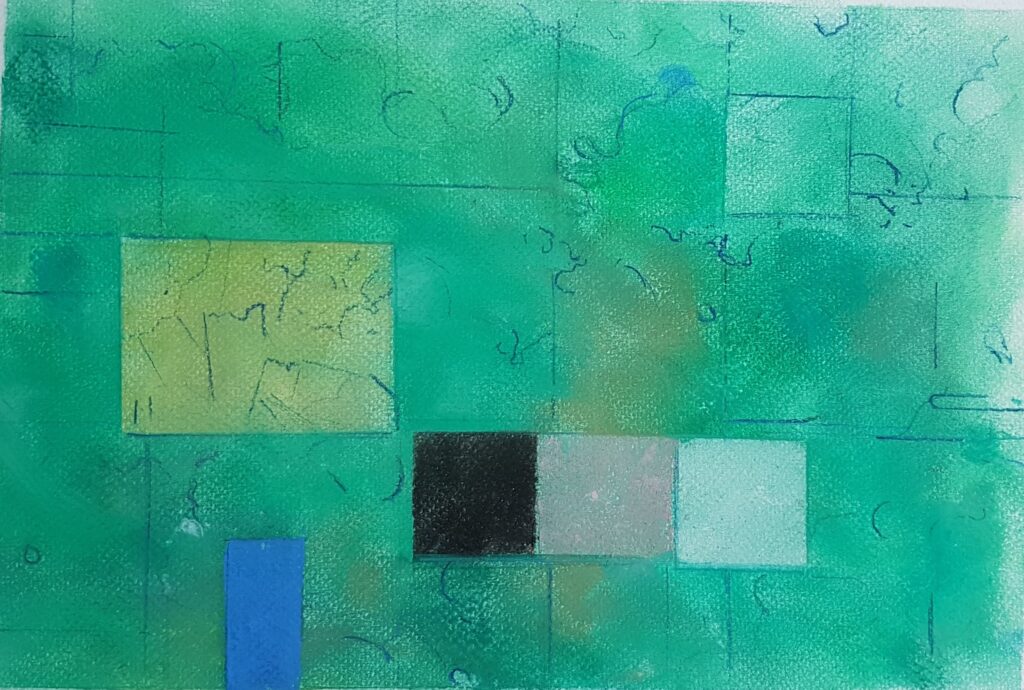 Waldrand mit zerspellter Eiche – Wolkenhimmel,