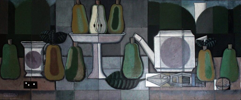 Nature morte mit Quitten und weissem Turm 1965