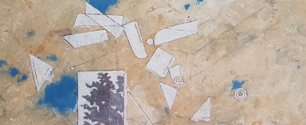 Eléments instables sur fond ocre 1986 (2)