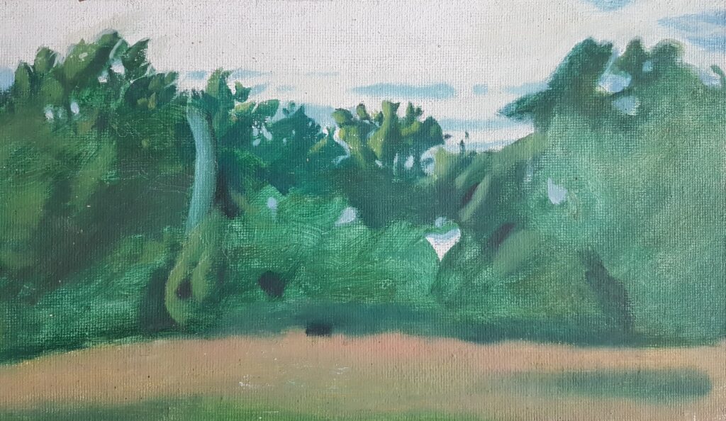 Waldrand mit zerspellter Eiche 1978